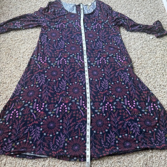 Matilda Jane Resolution Navy Floral Long Sleeve Jersey Trapeze Dress Size Large - Picture 10 of 12
